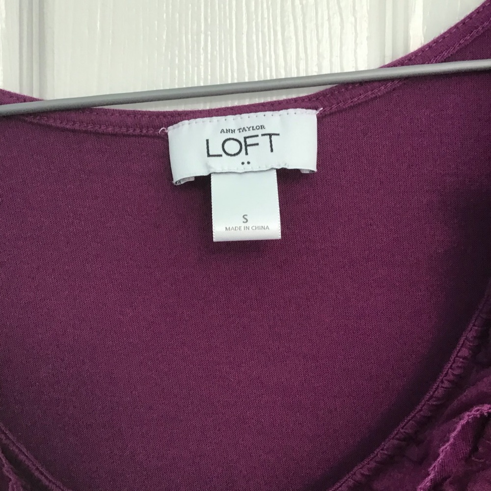 LOFT Purple plum Ruffle Tank Top womens Size Small - Picture 3 of 6